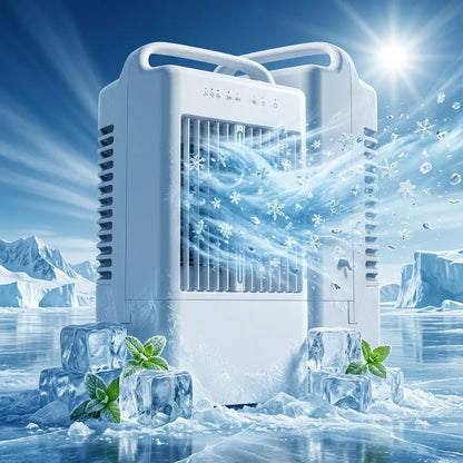 IceBreeze | Petit Ventilateur Rafraîchisseur d'Air de Bureau USB avec Eau et Glace