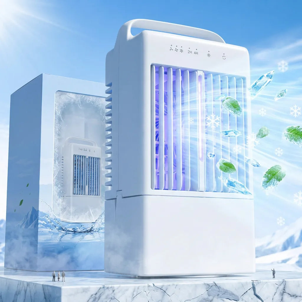 IceBreeze | Petit Ventilateur Rafraîchisseur d'Air de Bureau USB avec Eau et Glace