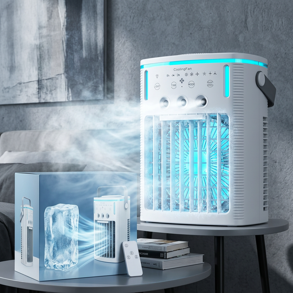 LumiAir | Ventilateur Brumisateur Rafraîchisseur d'Air USB 1000 ml avec Lumière d'Ambiance