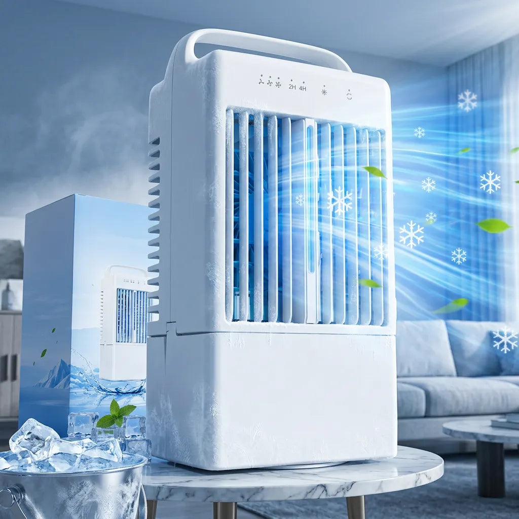IceBreeze | Petit Ventilateur Rafraîchisseur d'Air de Bureau USB avec Eau et Glace