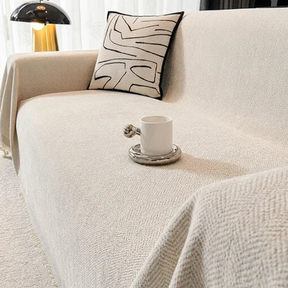 Housse de Canapé Chenya | Plaid-housse chenille chevrons antidérapant anti-griffures