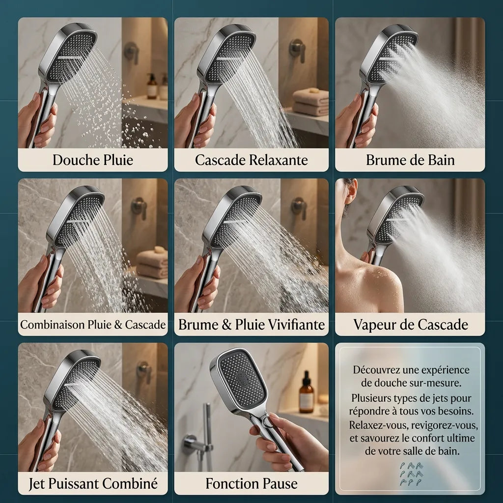 Pommeau de Douche Haute Pression | Pomme de douche filtrante Turbo Boost, plusieurs jets