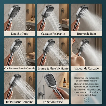 Pommeau de Douche Haute Pression | Pomme de douche filtrante Turbo Boost, plusieurs jets