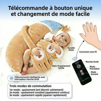 Doudou pour Bébé Câlin | Coussin de tapotement apaisant à télécommande, 3 modes réglables