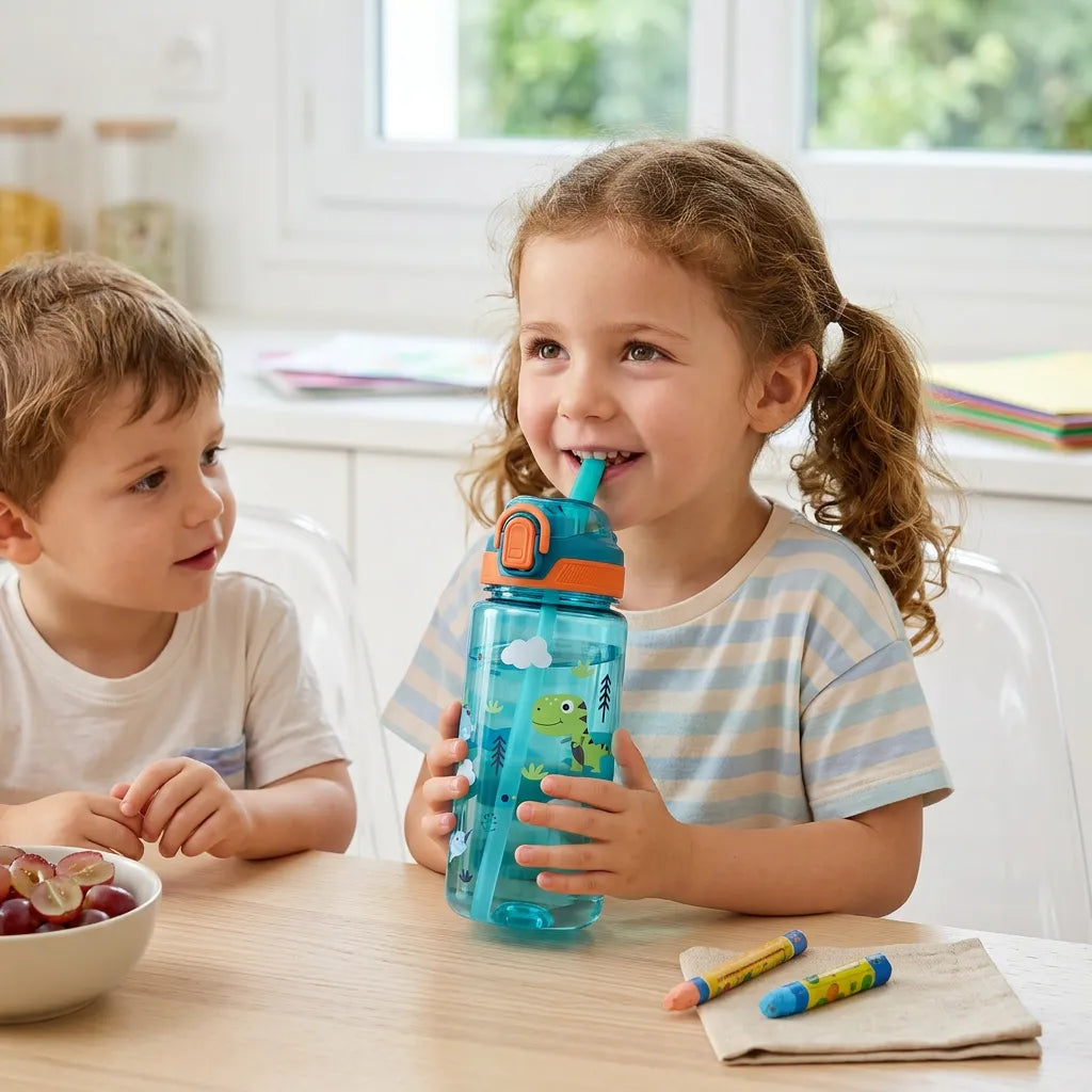Gourde Enfant DinoSip | Gourde enfant 600ml avec paille étanche sans BPA