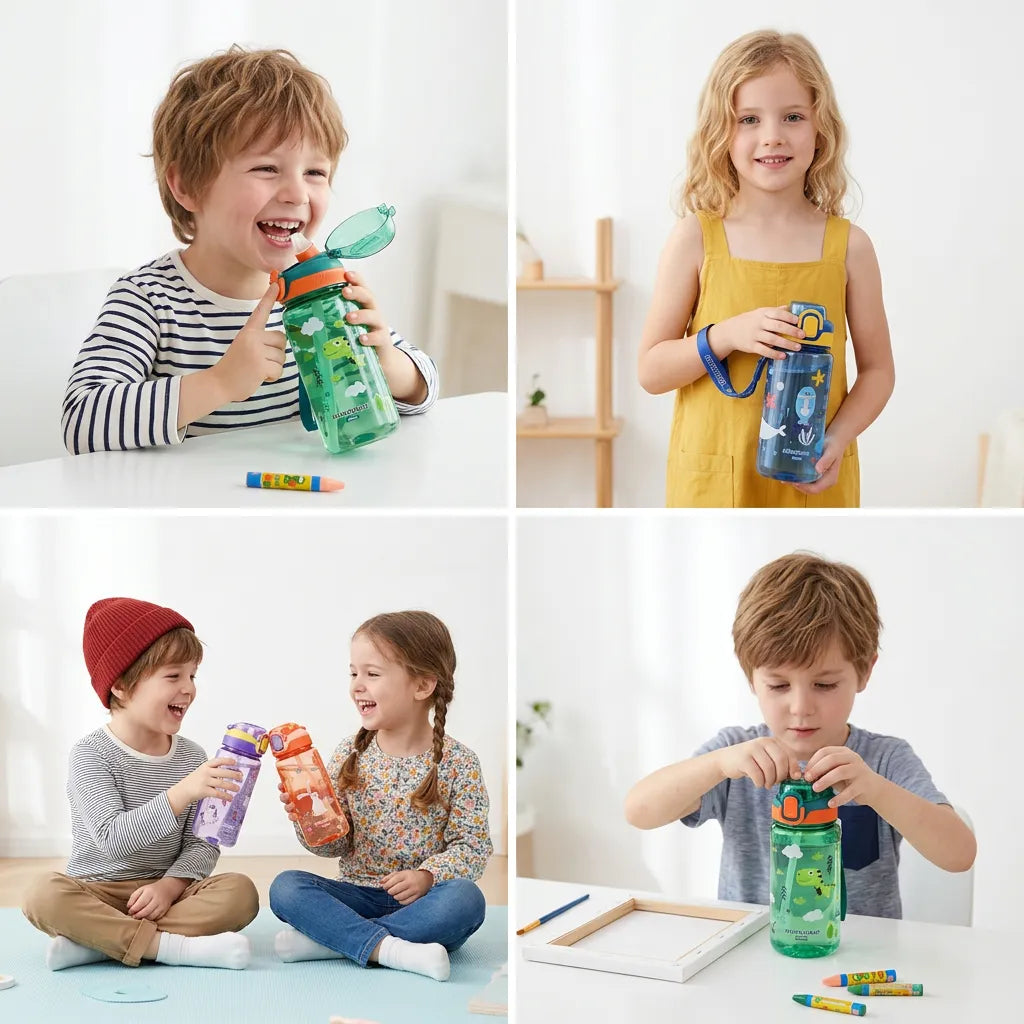 Gourde Enfant DinoSip | Gourde enfant 600ml avec paille étanche sans BPA