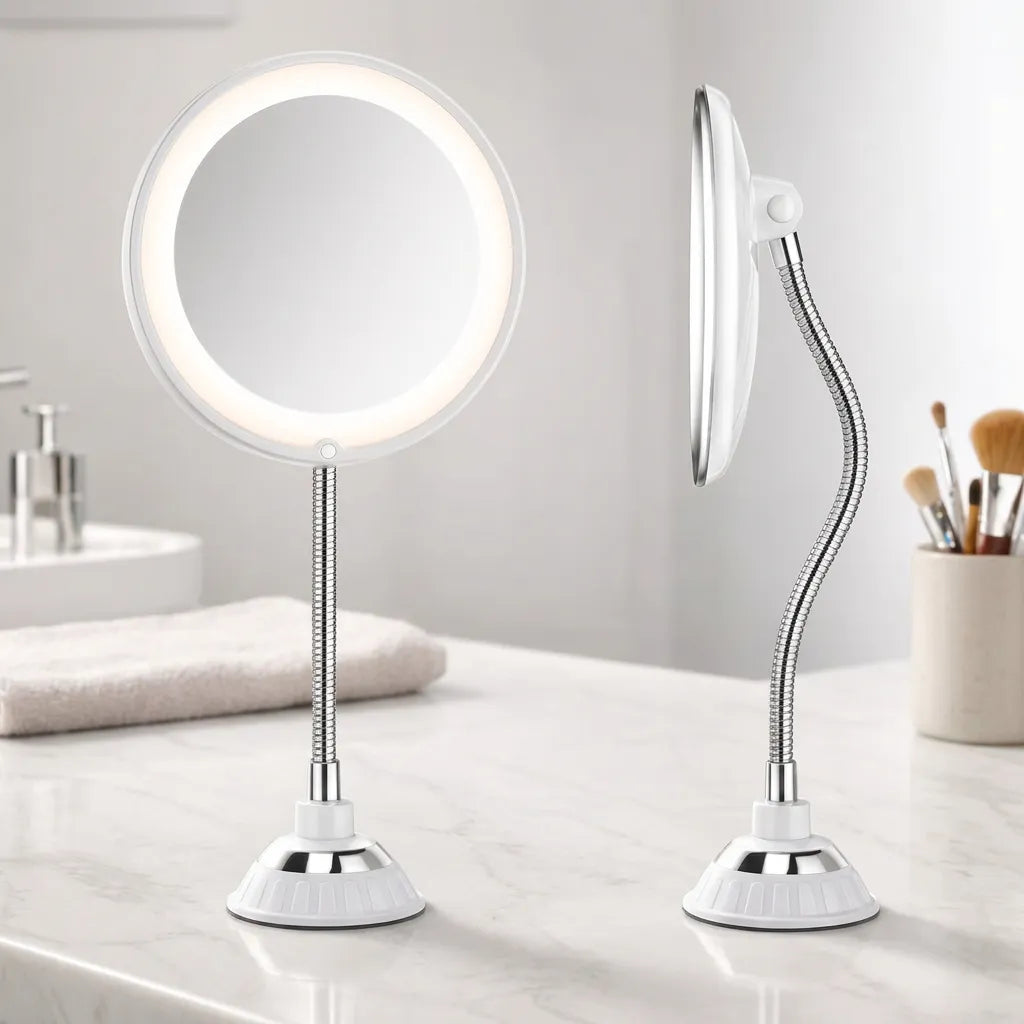Miroir Grossissant LuminaFix | Miroir salle de bain LED 10x avec bras flexible