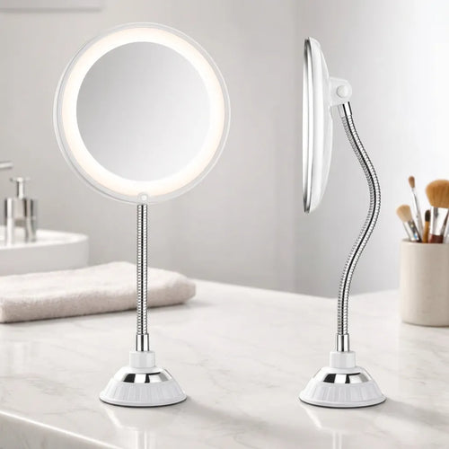 Miroir Grossissant LuminaFix | Miroir salle de bain LED 10x avec bras flexible