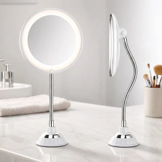 Miroir Grossissant LuminaFix | Miroir salle de bain LED 10x avec bras flexible