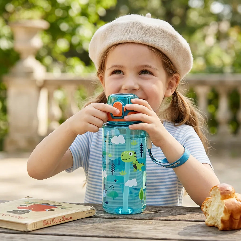 Gourde Enfant DinoSip | Gourde enfant 600ml avec paille étanche sans BPA
