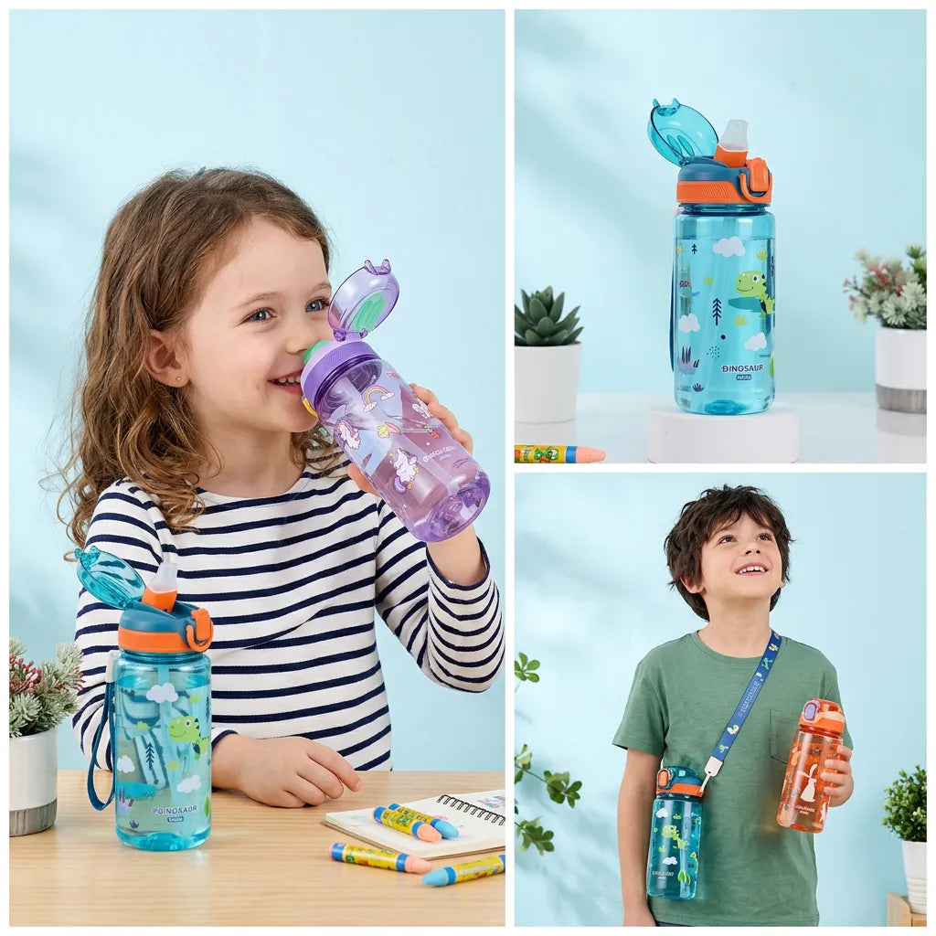 Gourde Enfant DinoSip | Gourde enfant 600ml avec paille étanche sans BPA