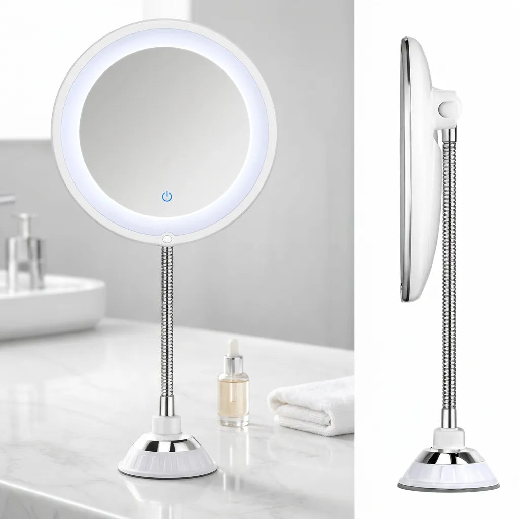 Miroir Grossissant LuminaFix | Miroir salle de bain LED 10x avec bras flexible