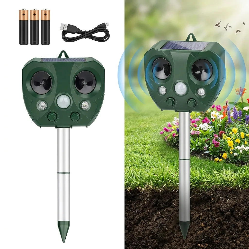 Répulsif Oiseaux BirdGuard™ | Répulsif ultrasonique solaire avec LED extérieur