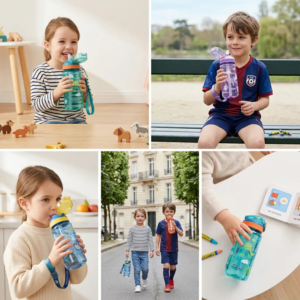Gourde Enfant DinoSip | Gourde enfant 600ml avec paille étanche sans BPA