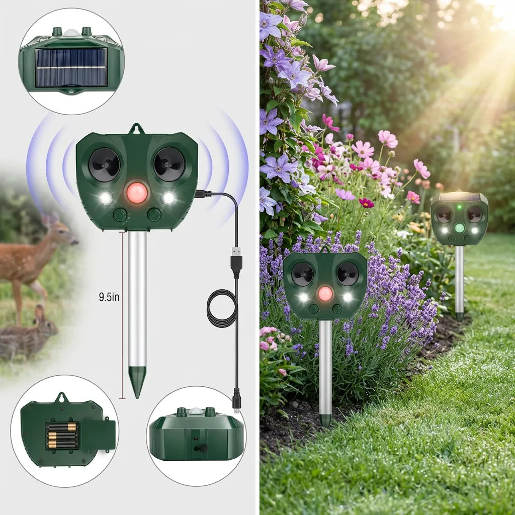Répulsif Oiseaux BirdGuard™ | Répulsif ultrasonique solaire avec LED extérieur
