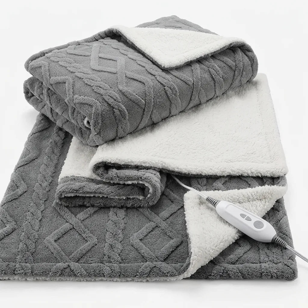 Couverture Chauffante Cocoona | Plaid chauffant en polaire 6 niveaux à contrôle LCD, 180 × 130 cm