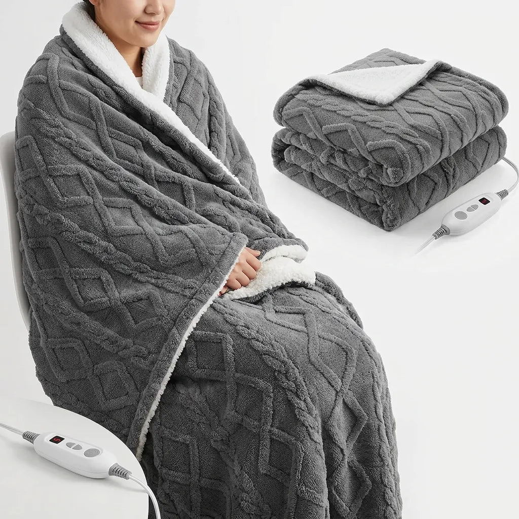 Couverture Chauffante Cocoona | Plaid chauffant en polaire 6 niveaux à contrôle LCD, 180 × 130 cm