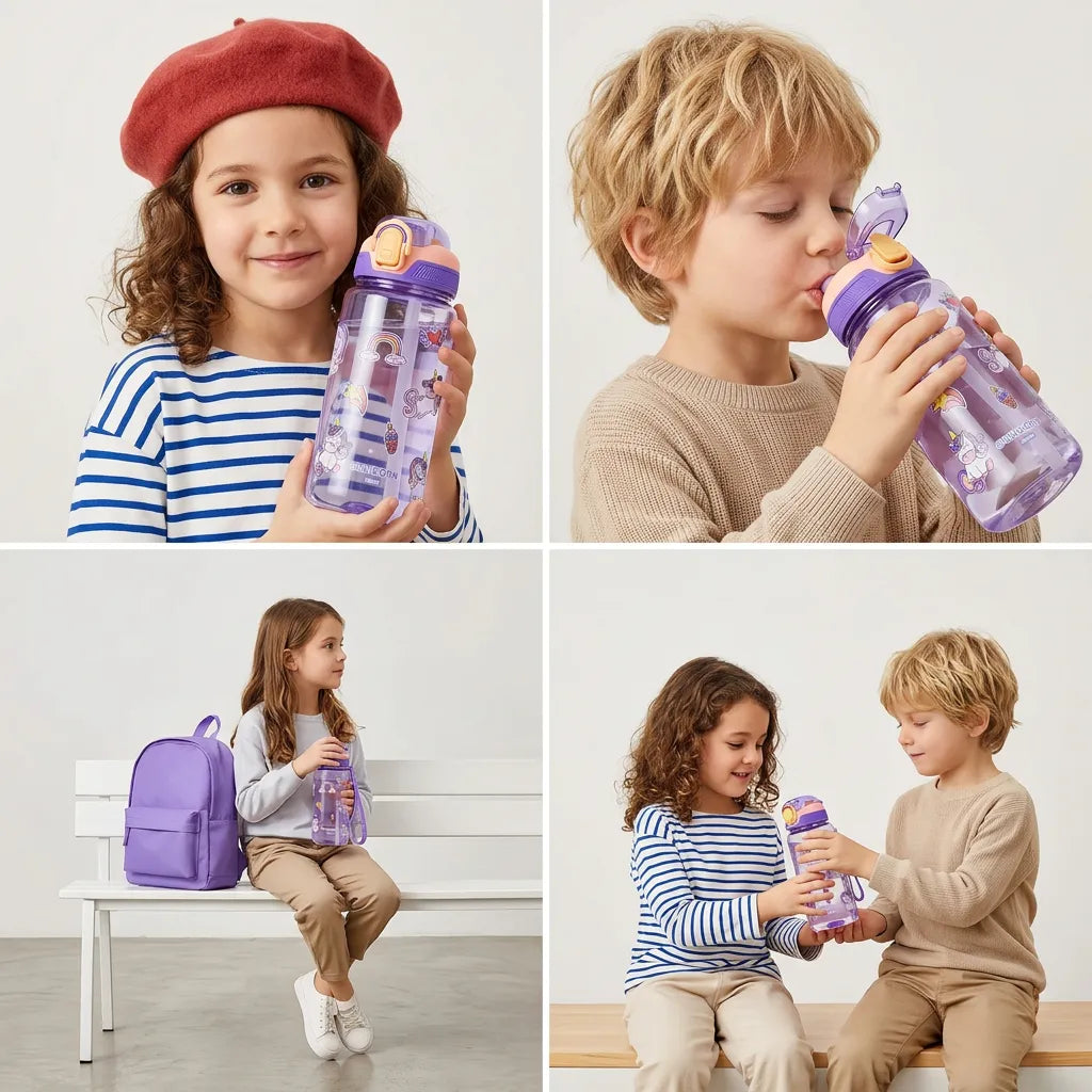 Gourde Enfant DinoSip | Gourde enfant 600ml avec paille étanche sans BPA