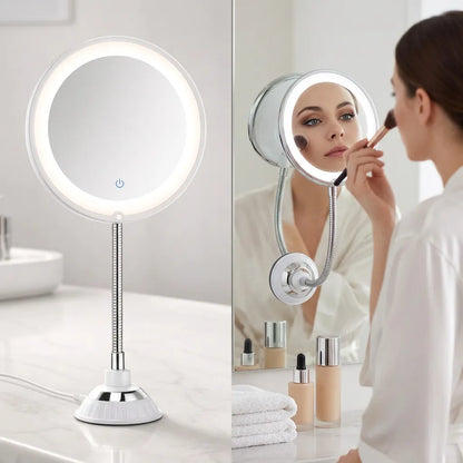 Miroir Grossissant LuminaFix | Miroir salle de bain LED 10x avec bras flexible