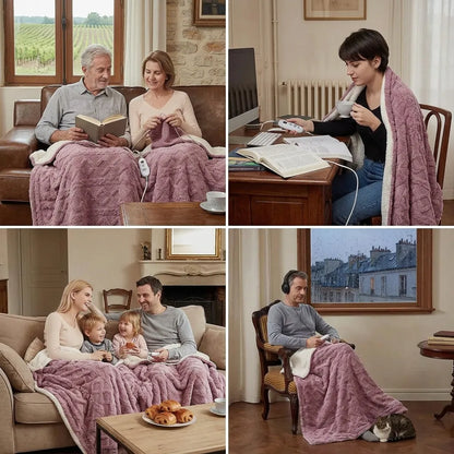 Couverture Chauffante Cocoona | Plaid chauffant en polaire 6 niveaux à contrôle LCD, 180 × 130 cm