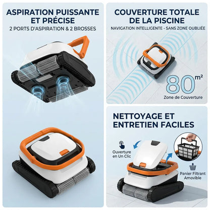 Robot Piscine Sans Fil AquaBot | Aspirateur pour piscine autonome