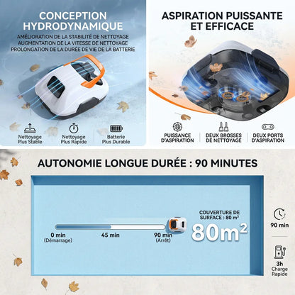 Robot Piscine Sans Fil AquaBot | Aspirateur pour piscine autonome