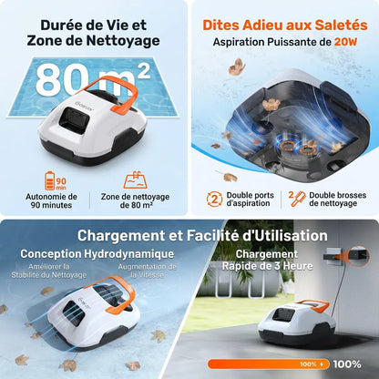 Robot Piscine Sans Fil AquaBot | Aspirateur pour piscine autonome