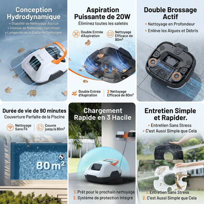 Robot Piscine Sans Fil AquaBot | Aspirateur pour piscine autonome