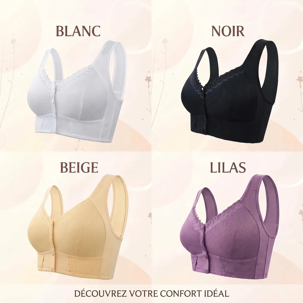 ConfortDoux — Soutien-gorge sans armatures fermeture frontale coton