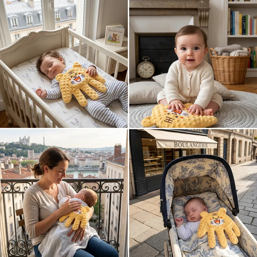Doudou pour Bébé Paume Douce | Coussin de tapotement apaisant à vitesse et intensité réglables