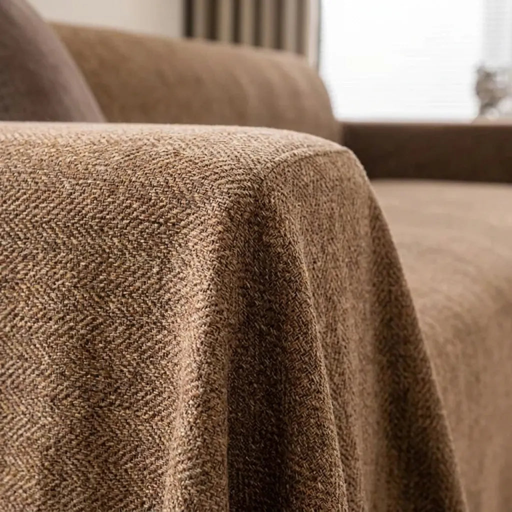 Housse de Canapé Chenya | Plaid-housse chenille chevrons antidérapant anti-griffures