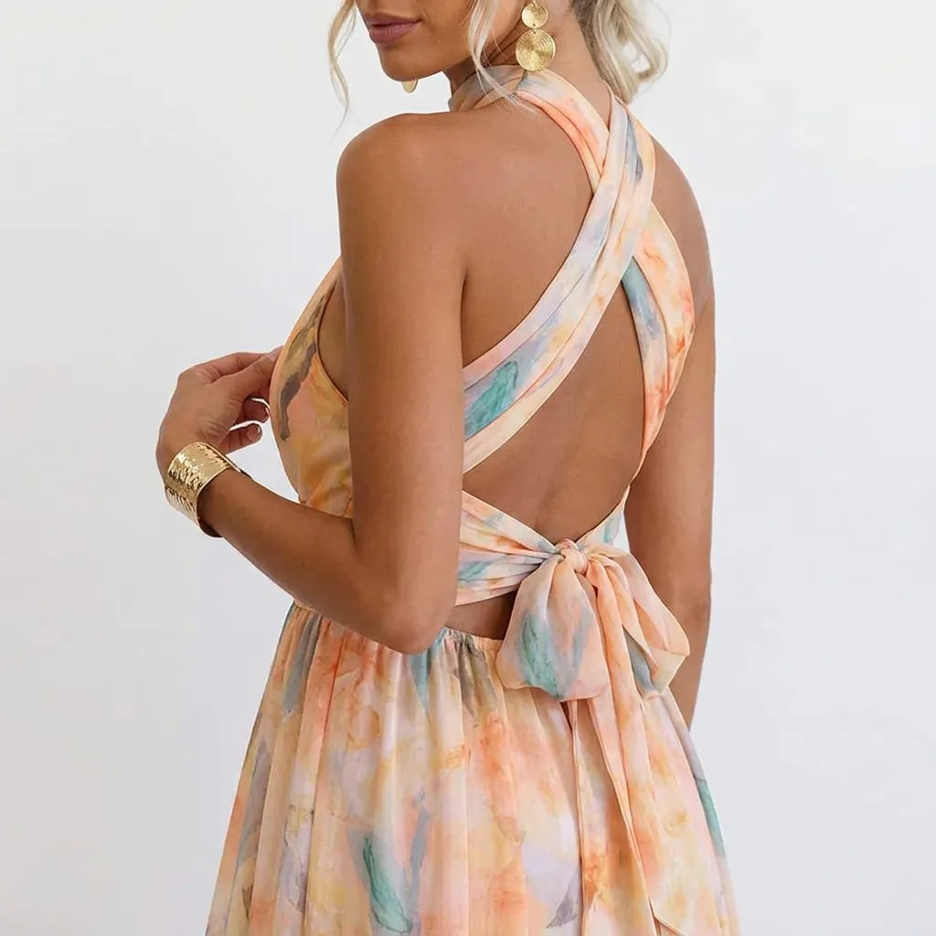 AquaBelle | Robe Longue Femme Imprimé Aquarelle Artistique