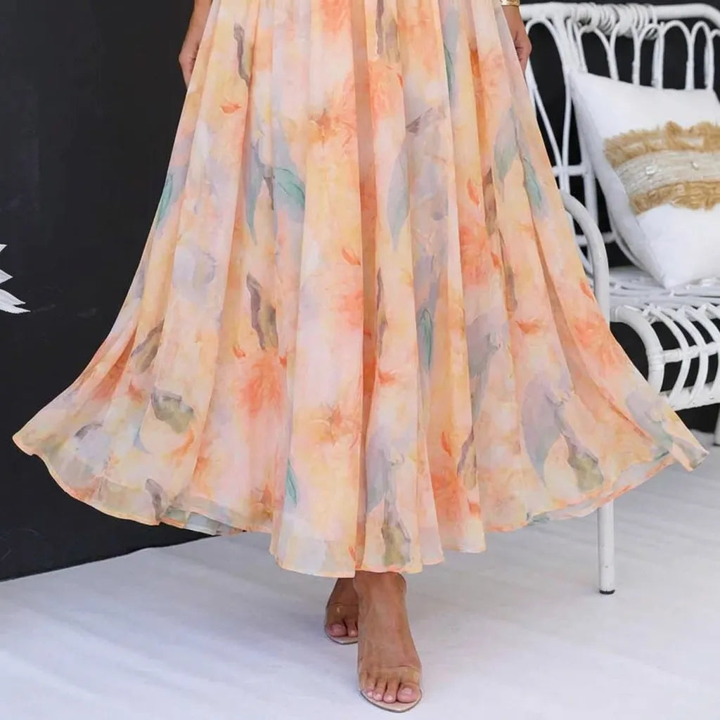 AquaBelle | Robe Longue Femme Imprimé Aquarelle Artistique