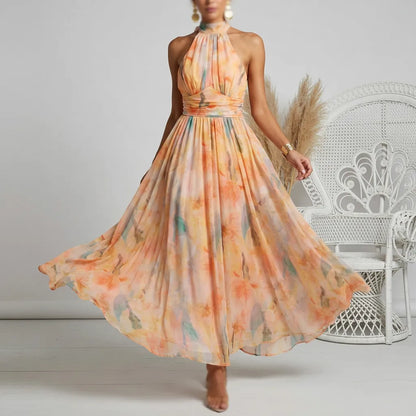 AquaBelle | Robe Longue Femme Imprimé Aquarelle Artistique