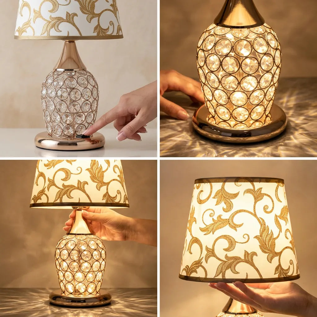 Lampe de Table Europe | Lampe de chevet en cristal, style européen romantique
