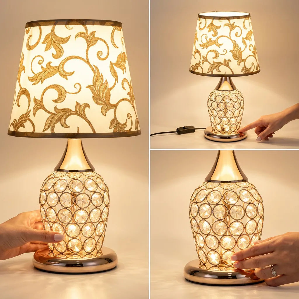 Lampe de Table Europe | Lampe de chevet en cristal, style européen romantique