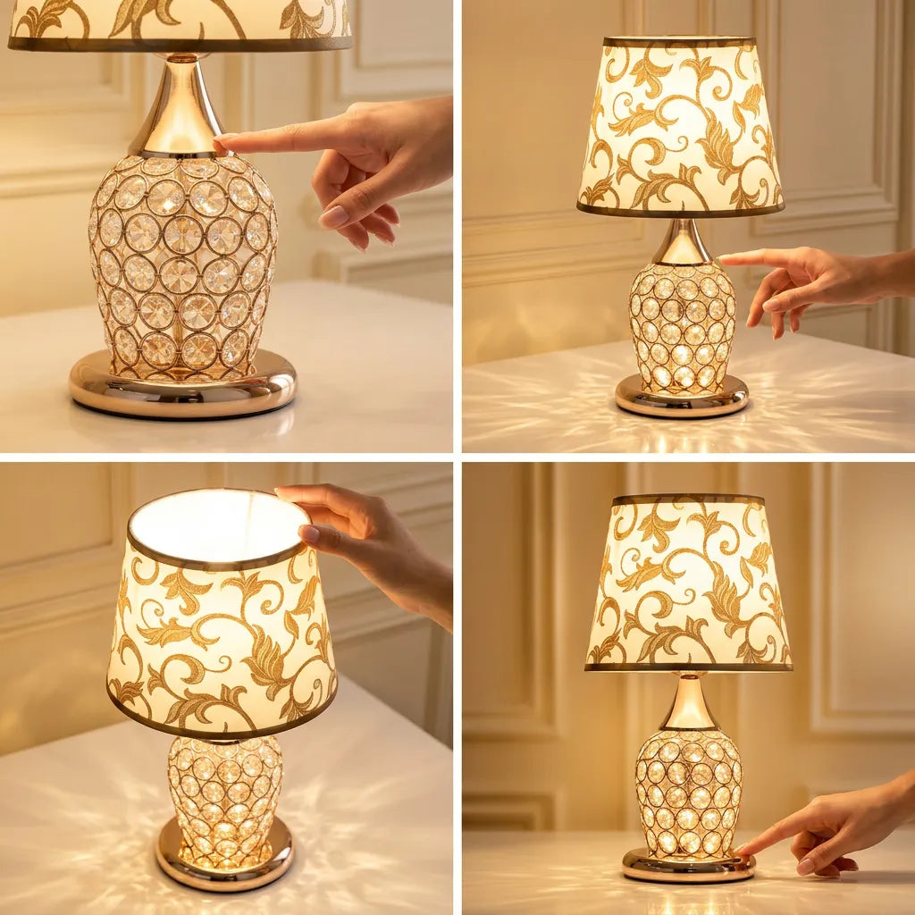 Lampe de Table Europe | Lampe de chevet en cristal, style européen romantique