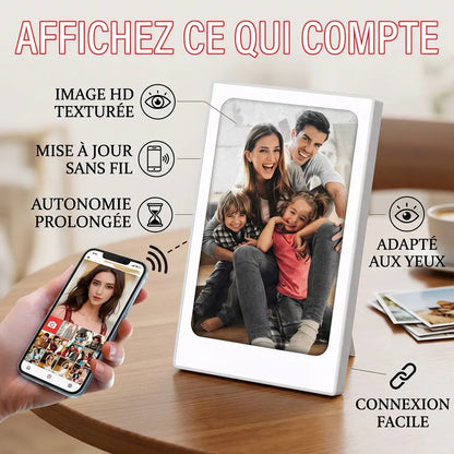 Cadre Photo Numérique Inko | Cadre numérique e-ink Bluetooth 4", magnétique