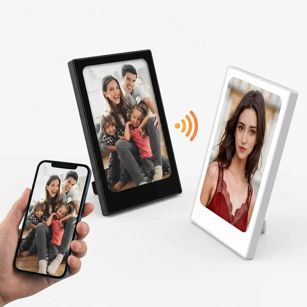 Cadre Photo Numérique Inko | Cadre numérique e-ink Bluetooth 4", magnétique