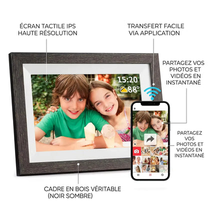 Cadre Photo Numérique Connecté 10,1" | Cadre numérique Wi-Fi tactile HD, 32 Go