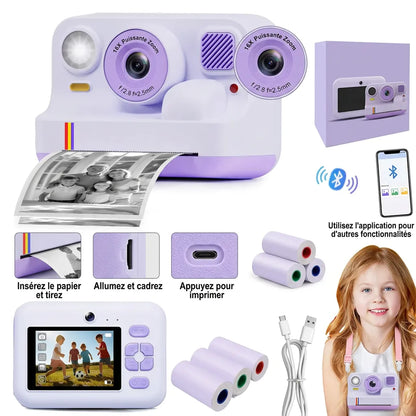 Appareil Photo Enfant Snapio | Imprimante photo portable intégrée, double objectif et impression instantanée