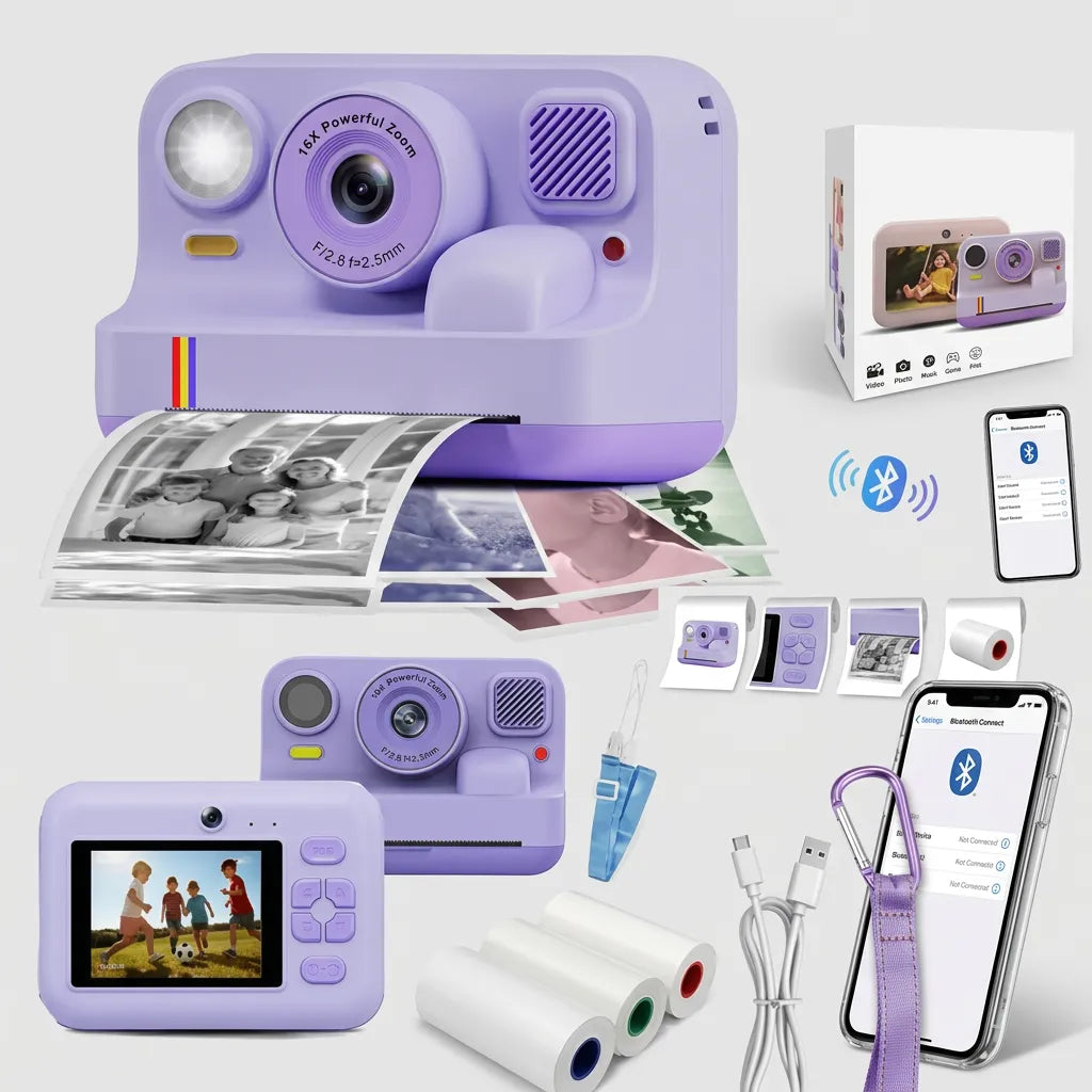 Appareil Photo Enfant Snapio | Imprimante photo portable intégrée, double objectif et impression instantanée