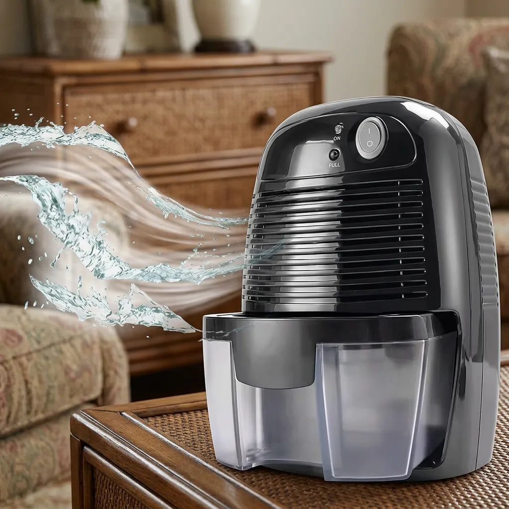 Déshumidificateur Électrique Sécaria | Absorbeur d'humidité compact, réservoir 500 ML, arrêt automatique