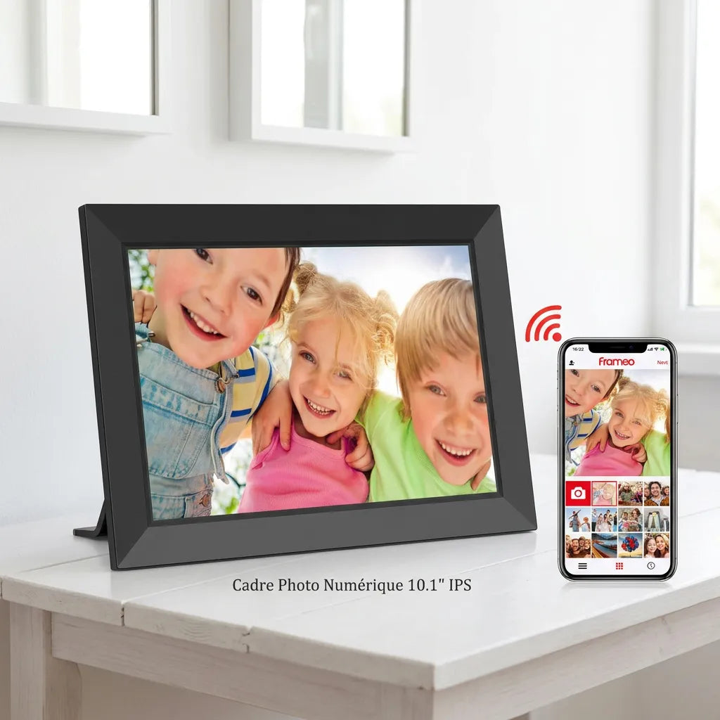 Cadre Photo Numérique Connecté 10,1" | Cadre numérique Wi-Fi tactile HD, 32 Go
