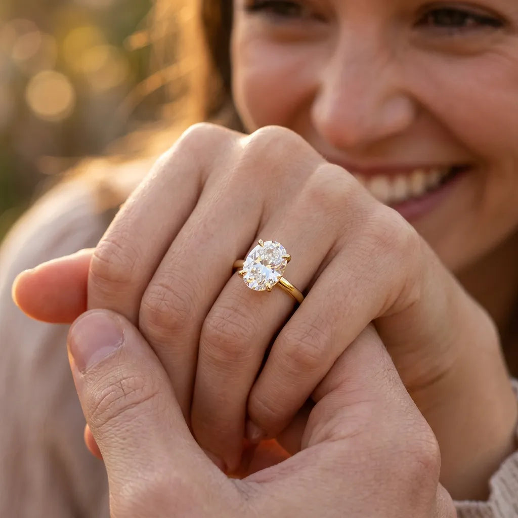 Bague Éclat Ovale | Bague pour femme en argent 925, zircon ovale brillant, plusieurs carats