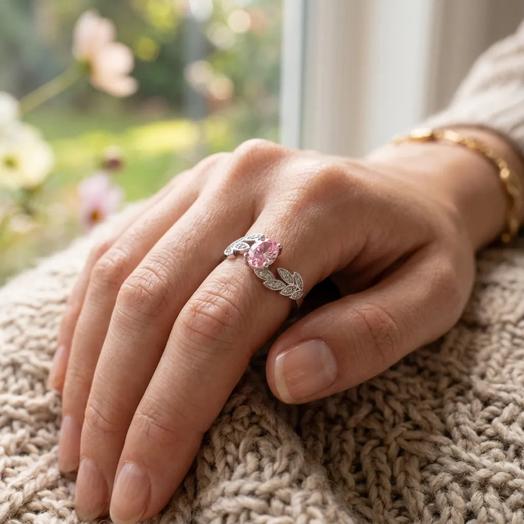 Bague Éclat S925 | Bague pour femme en argent sterling sertie de zircons, taille ajustable