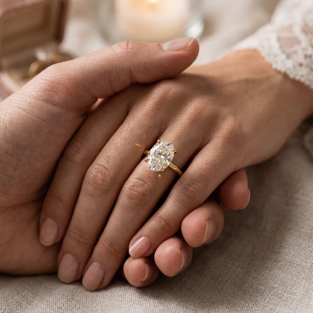 Bague Éclat Ovale | Bague pour femme en argent 925, zircon ovale brillant, plusieurs carats