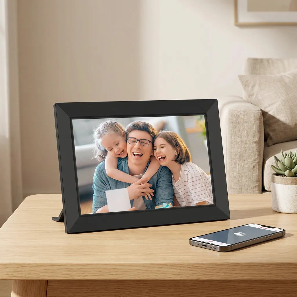 Cadre Photo Numérique Connecté 10,1" | Cadre numérique Wi-Fi tactile HD, 32 Go