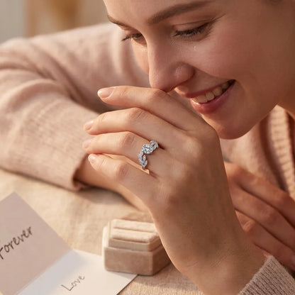 Bague Éclat S925 | Bague pour femme en argent sterling sertie de zircons, taille ajustable