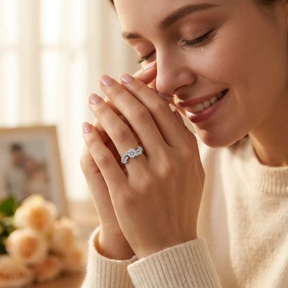 Bague Éclat S925 | Bague pour femme en argent sterling sertie de zircons, taille ajustable